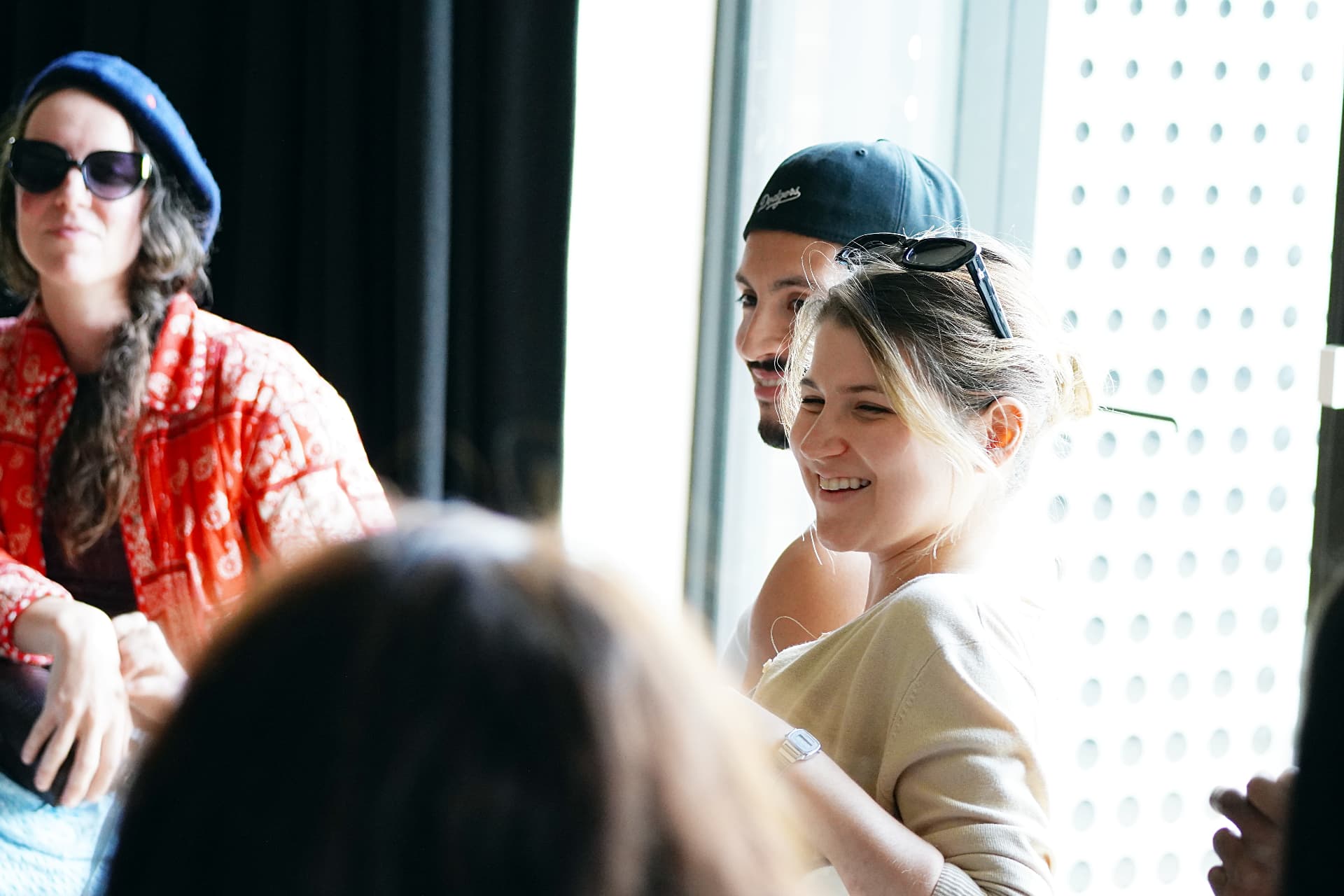 Actors laughing together during the workshop