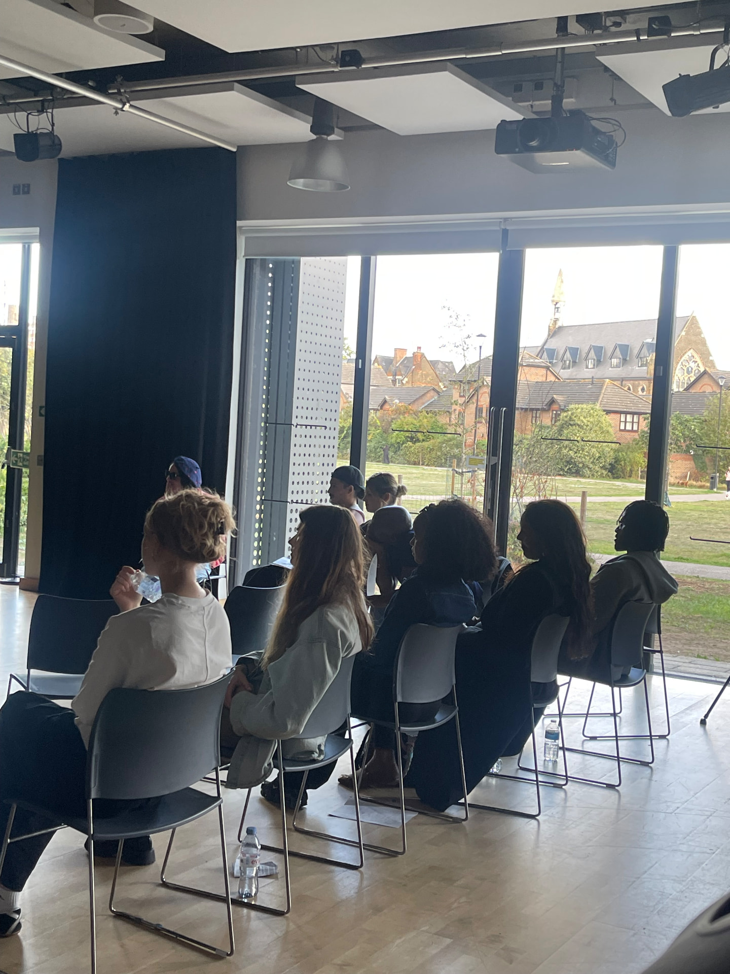 Participants watching a scene from their seats